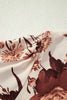Brown Floral Print Button Down Poet Sleeve Shirt