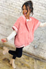 Gossamer Pink Varsity Striped Banding Patchwork Winter Plush Vest