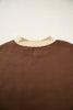 Coffee Polka Dot Trim High Neck BLESSED Letter Graphic Baggy Sweatshirt