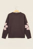 Chicory Coffee Cozy Floral Print Round Neck Dropped Shoulder Casual Sweater