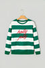 Red Stripe holly jolly Letter Embroidered Pullover Sweatshirt