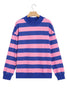 Brown Stripe Colorblock Mock Neck Relaxed Sweatshirt