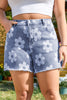 Ashleigh Blue Floral Pattern High Waist Raw Hem Plus Size Denim Shorts