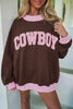 Grapefruit Orange Polka Dot Letter Graphic Colorblock Tunic Sweatshirt