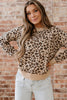 Khaki Leopard Print Dolman Sleeve Sweater
