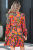 Multicolour Floral Print Long Sleeve Smocked Ruffled Mini Dress