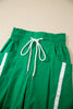 Black Contrast Striped Smocked Waist Drawstring Cropped Casual Pants