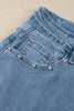 Dusk Blue Side Seam Rivet Detail Ankle Length Casual Jeans