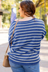 Khaki Stripe Drop Shoulder Casual Sweater