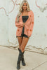 Light Pink Christmas Tree Print Open Front Drop Shoulder Midi Cardigan