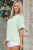 Wisteria Waffle V Neck Short Sleeve Knit Top