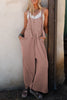 Philippine Gray Corded Adjustable Straps Wide Leg Loose Overall