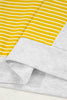 Yellow Stripe Color Block Drawstring V Neck Loose Fit Hooded Top