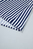 Blue Stripe V Neck Lace Contrast Ruffle Trim Tank Top