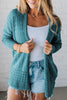 Lapis Mix Pattern Hollowed Knit Open Front Cardigan