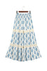 Sky Blue Floral Print Lace Patchwork Detail Wide Leg Pants