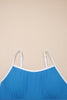 Dusk Blue Color Block Edge Ribbed Pocketed Lined Swim Dress