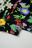 Black Tiered Flutter Sleeve V Neck Flower Blouse