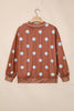 Red Polka Dot Print Contrast Detail Oversized Tunic Sweatshirt