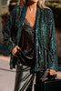 Evergreen Glitter Sequin Open Front Long Sleeve Top