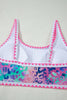 Pink Leopard Ricrac Trim Square Neck High Waist Bikinich