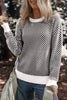 Black Contrast Edge Crew Neck Drop Shoulder Sweater