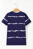 Blue Tie-dye Stripe Casual T-Shirt