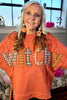 Flamingo Halloween Witchy Plaid Slogan Embroidered Patch Tunic Sweatshirt