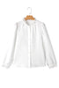 White Lace Patchwork Buttoned Stand Neck Loose Shirt