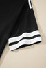 Black Varsity Striped Detail Loose Tee Jogger Pants 2pcs Outfit