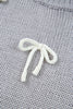 Light Grey Bowknot Applique Cap Sleeve Sweater