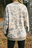 Multicolour Camo Print Ribbed Trim Casual Pullover Sweatshirt