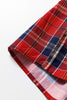 Red Plaid Print Frilly Collar Long Sleeve Shift Mini Dress