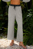 White Stripe Collared Pullover Top and Drawstring Pant Set