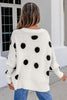 Red Polka Dot Button Front Oversized V Neck Cardigan