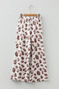 Beige Drawstring Leopard Print Patch Pocket Loose Pants