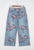 Sky Blue Garden Floral Print Bootcut Jeans