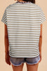 Khaki Stripe Leopard Patchwork Round Neck Loose T Shirt