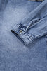 Dusk Blue Vintage Wash Denim Ruffle Detail Button Down Shirt