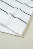 White Stripe Color Block Zip V Neck Sleeveless Top