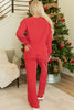 Racing Red MERRY Corded Long Sleeve Top and Pockets Pants Set