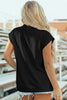 Black Solid Color High Neck Cap Sleeve Loose Top