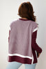 Green Stripe Color Block Patchwork Dolman Oversize Tunic Sweater