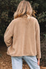 Casual Leopard Print Accent Plush Jacket with Pockets