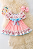 PINK COQUETTE WESTERN RUFFLE DRESS WITH BLUE FRONT BOW