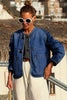 Sail Blue Vintage Fastening Big Patched Pockets Straight Cut Deep Wash Denim Jacket