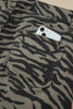 Brown Leopard Print Side Split Frayed Hem Denim Midi Skirt