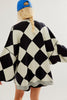 Pink Stripe Colorblock Drop Shoulder Buttoned Loose Cardigan