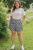 Black Plus Size Checkered Athleisure Shorts