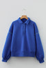 Sky Blue Button up Collared Exposed Seam Chic Sweatshirt